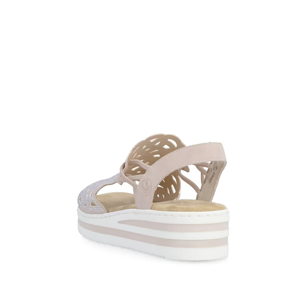 Rieker V0241-31 Pink Sparkle E 1/2 Fit Sandals with Slingback Strap