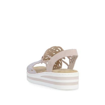 Rieker V0241-31 Pink Sparkle E 1/2 Fit Sandals with Slingback Strap