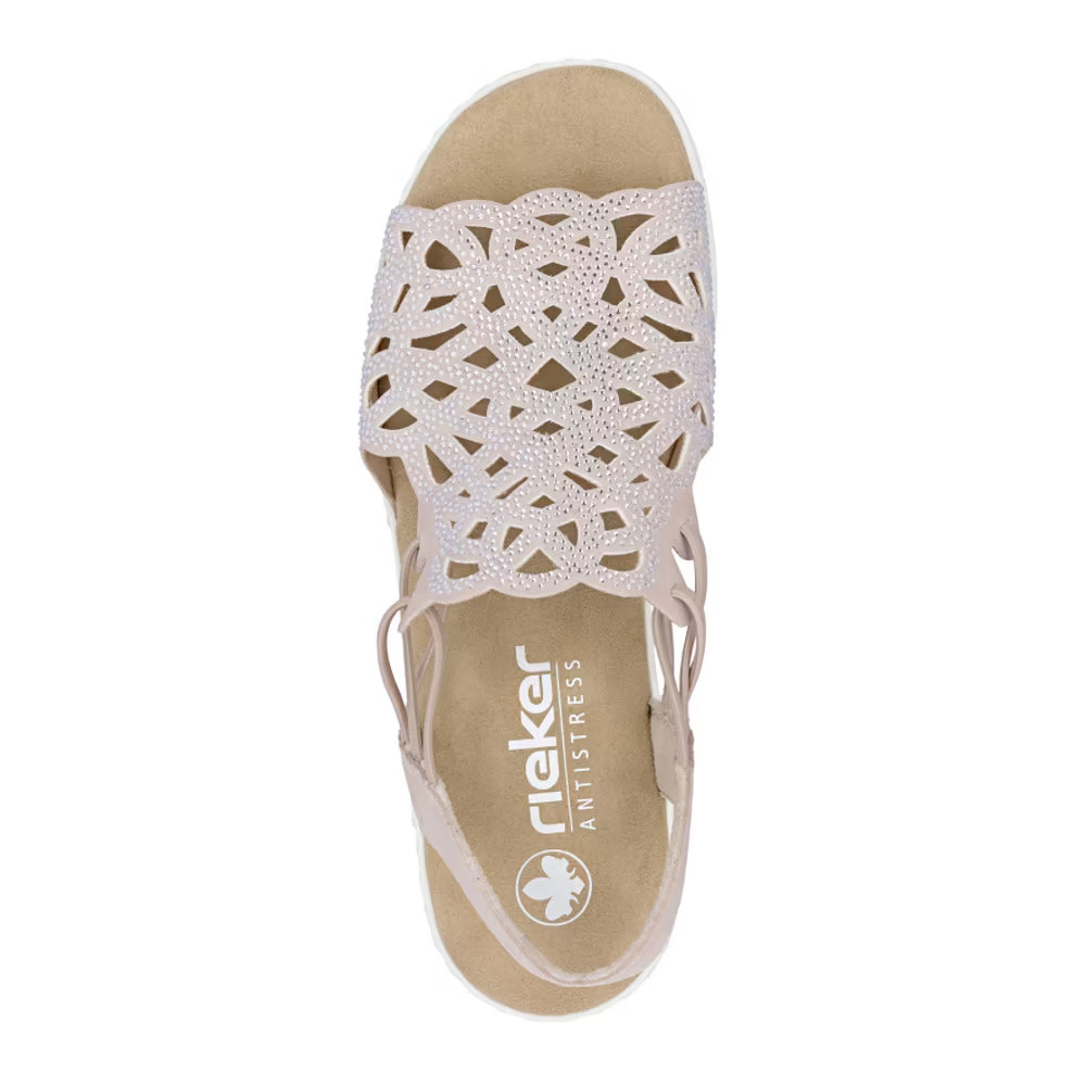 Rieker V0241-31 Pink Sparkle E 1/2 Fit Sandals with Slingback Strap