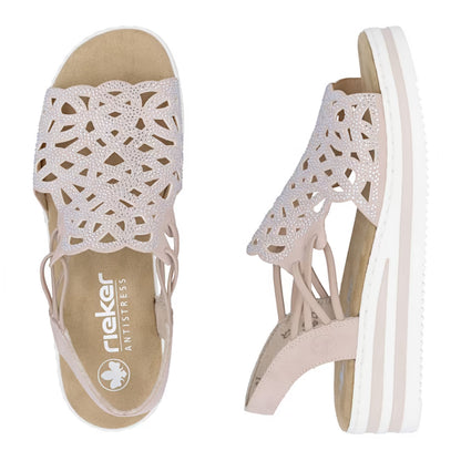 Rieker V0241-31 Pink Sparkle E 1/2 Fit Sandals with Slingback Strap