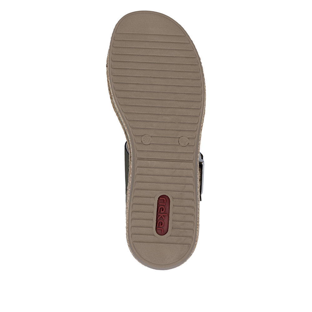 Rieker V0951-54 Schilf Green Combi E 1/2 Fit Slingback Sandals