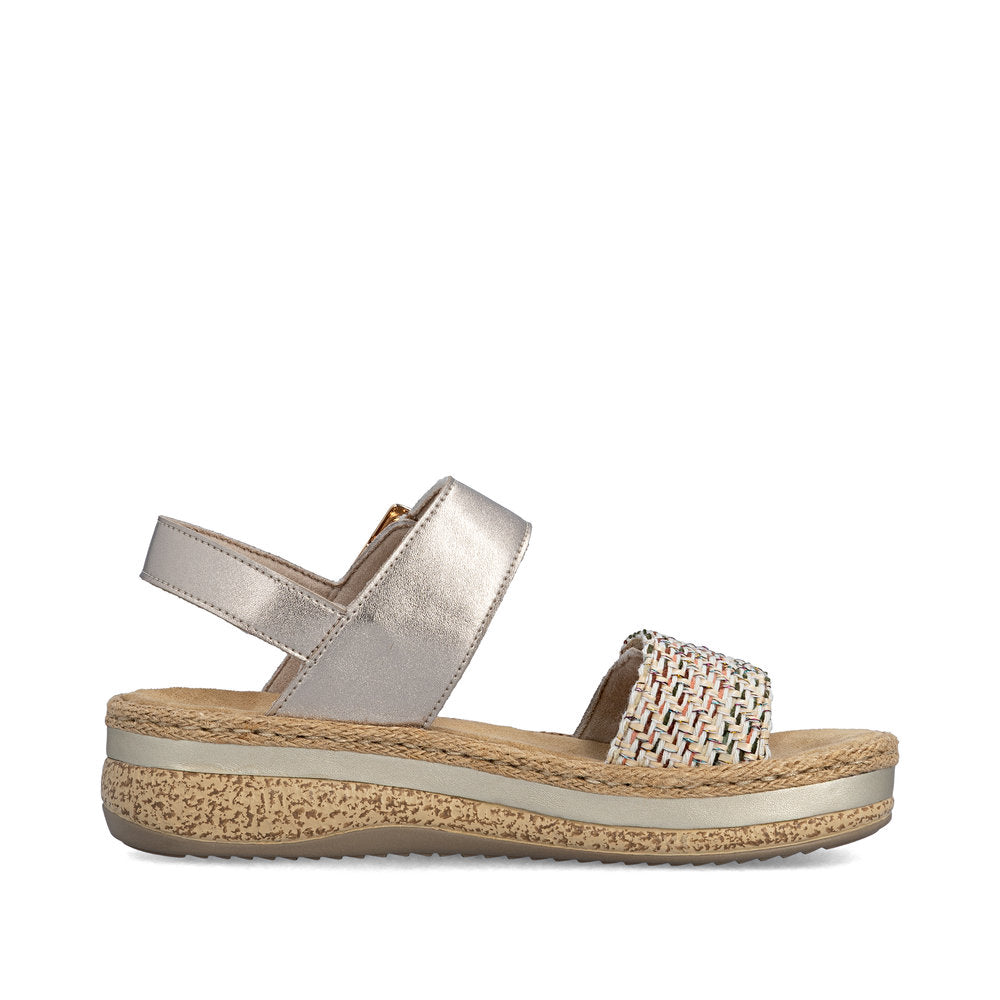 Rieker V0951-90 Beige & Light Brass Combi E 1/2 Fit Slingback Sandals