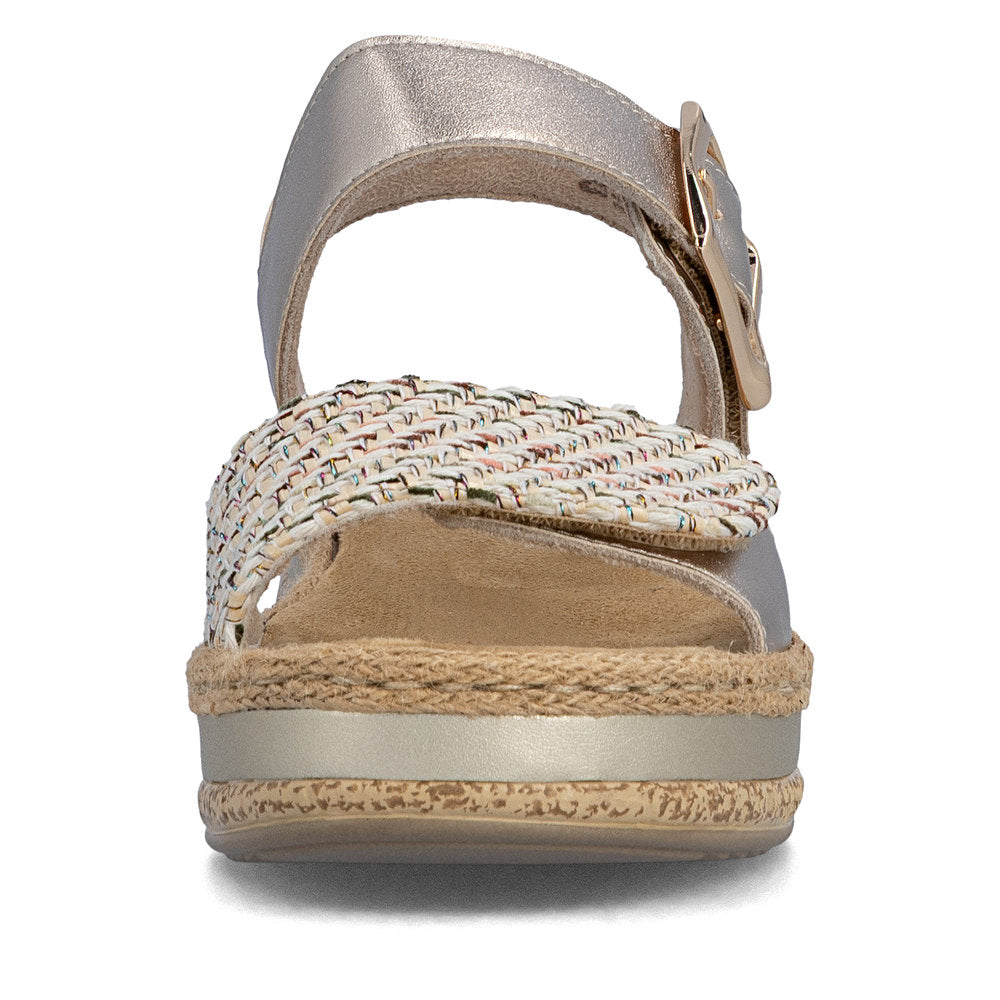 Rieker V0951-90 Beige & Light Brass Combi E 1/2 Fit Slingback Sandals