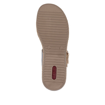 Rieker V0951-90 Beige & Light Brass Combi E 1/2 Fit Slingback Sandals