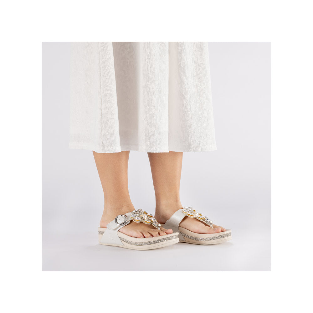 Rieker V1461-90 Pearl F Fit Sandals with Toe Post
