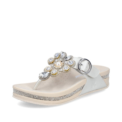Rieker V1461-90 Pearl F Fit Sandals with Toe Post