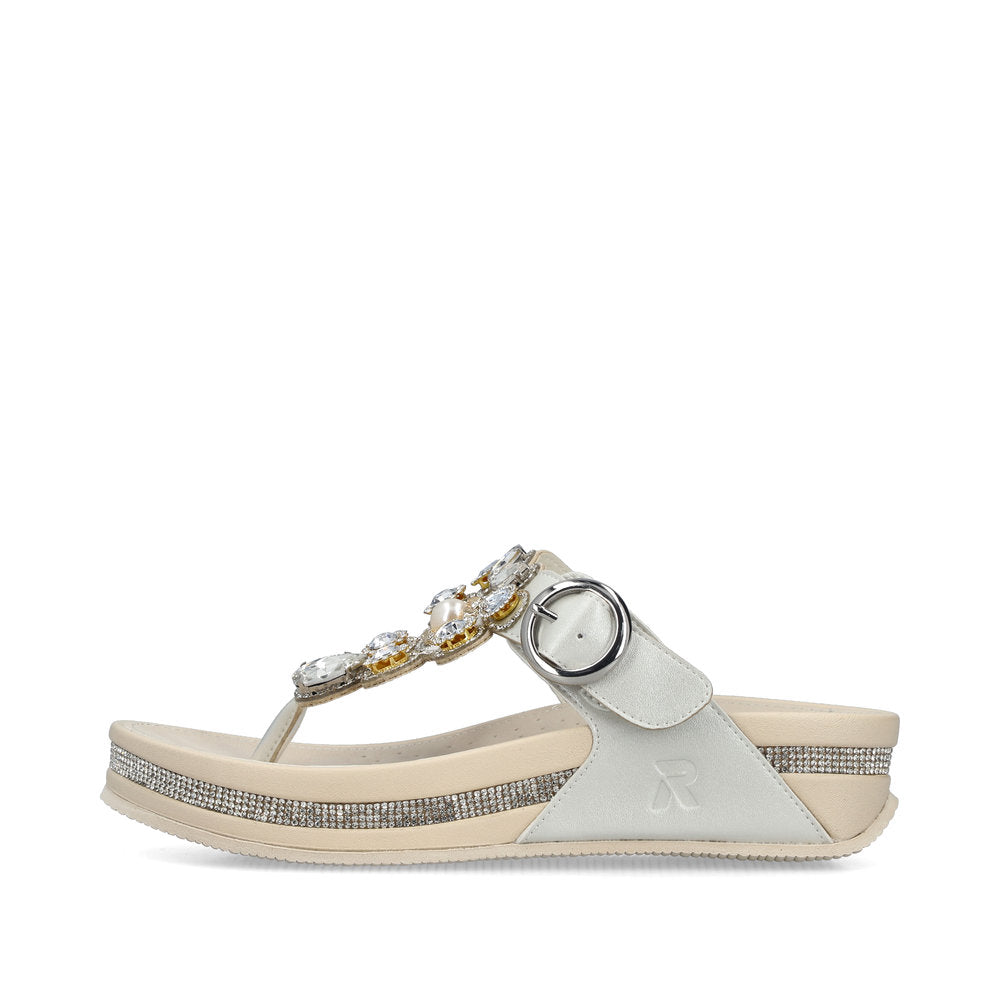 Rieker V1461-90 Pearl F Fit Sandals with Toe Post