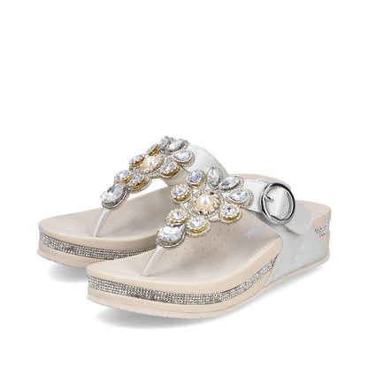 Rieker V1461-90 Pearl F Fit Sandals with Toe Post