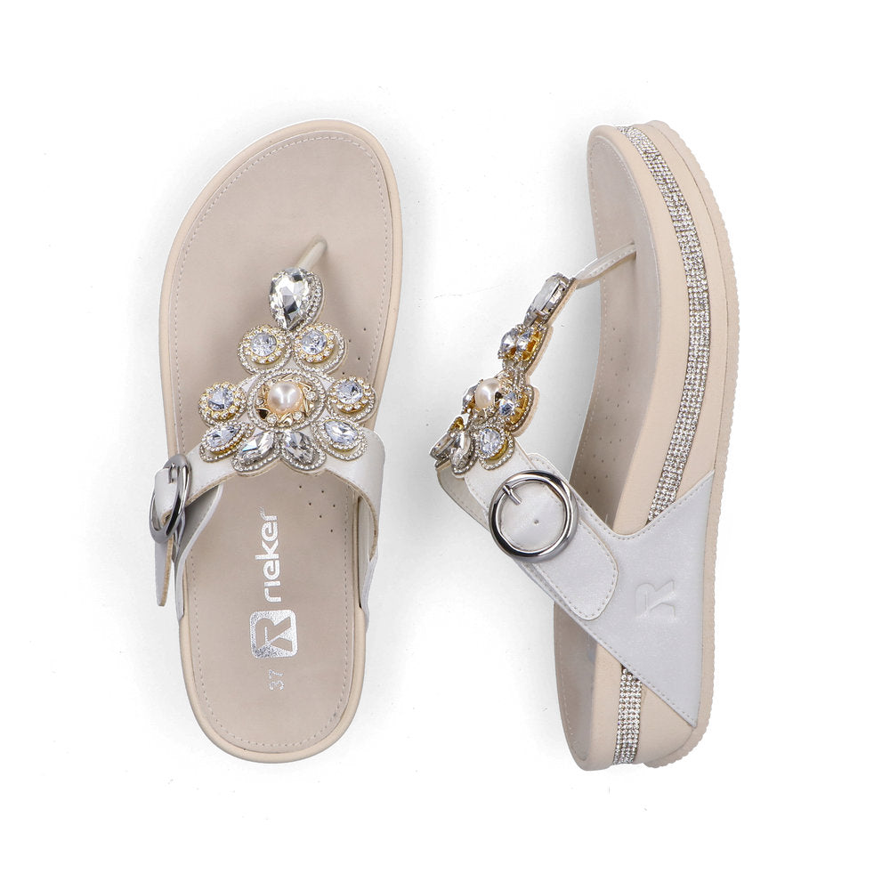 Rieker V1461-90 Pearl F Fit Sandals with Toe Post