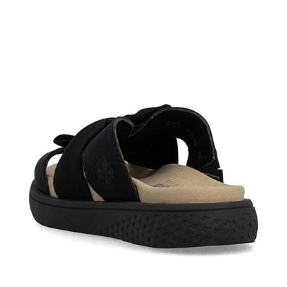 Rieker V1550-00 Black F 1/2 Fit Slip On Sandals