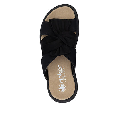 Rieker V1550-00 Black F 1/2 Fit Slip On Sandals