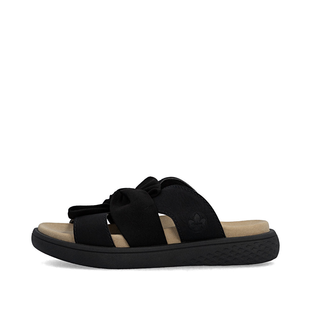 Rieker V1550-00 Black F 1/2 Fit Slip On Sandals