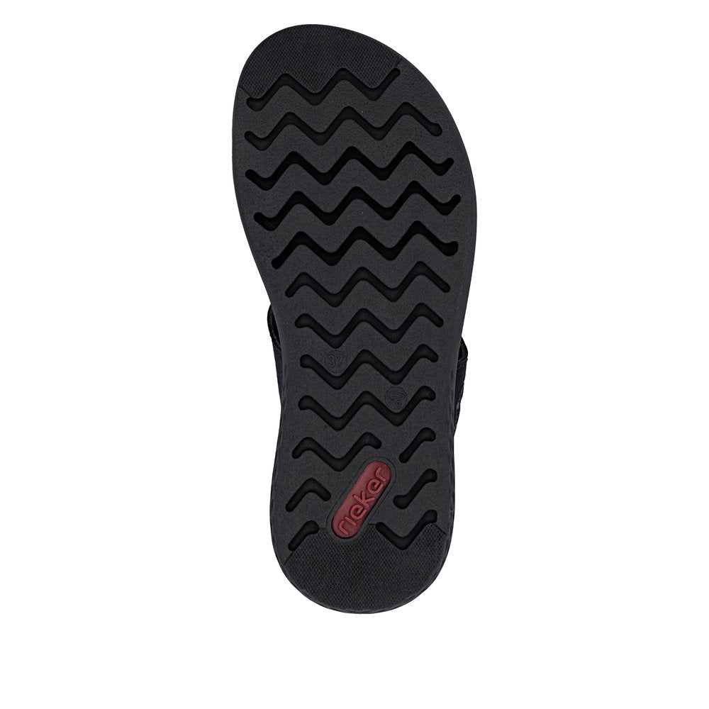 Rieker V1550-00 Black F 1/2 Fit Slip On Sandals