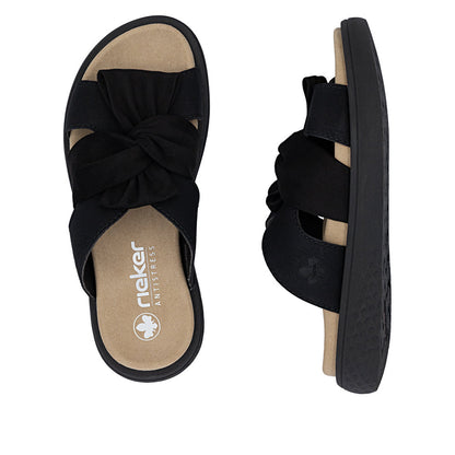 Rieker V1550-00 Black F 1/2 Fit Slip On Sandals