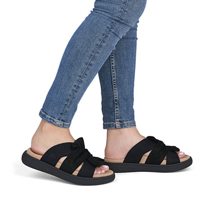 Rieker V1550-00 Black F 1/2 Fit Slip On Sandals