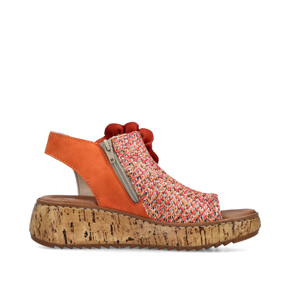 Rieker V1783-90 Orange Multi G Fit Sandals with Slingback Strap