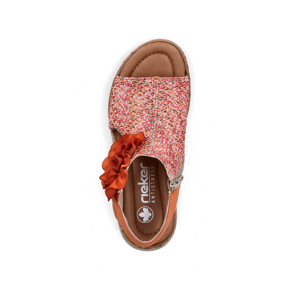 Rieker V1783-90 Orange Multi G Fit Sandals with Slingback Strap