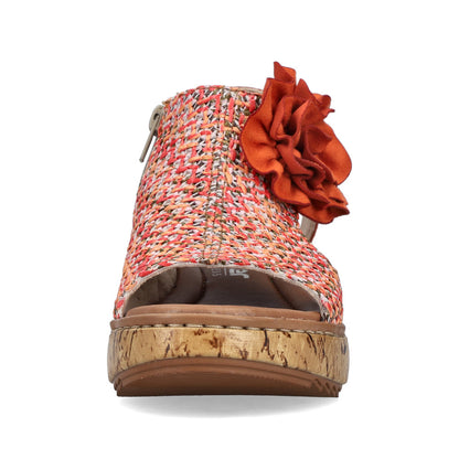Rieker V1783-90 Orange Multi G Fit Sandals with Slingback Strap