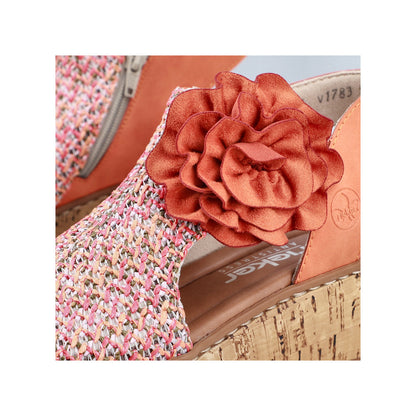 Rieker V1783-90 Orange Multi G Fit Sandals with Slingback Strap