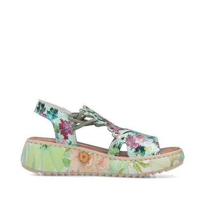 Rieker V1784-90 Mint Green Multi G Fit Sandals with Slingback Strap