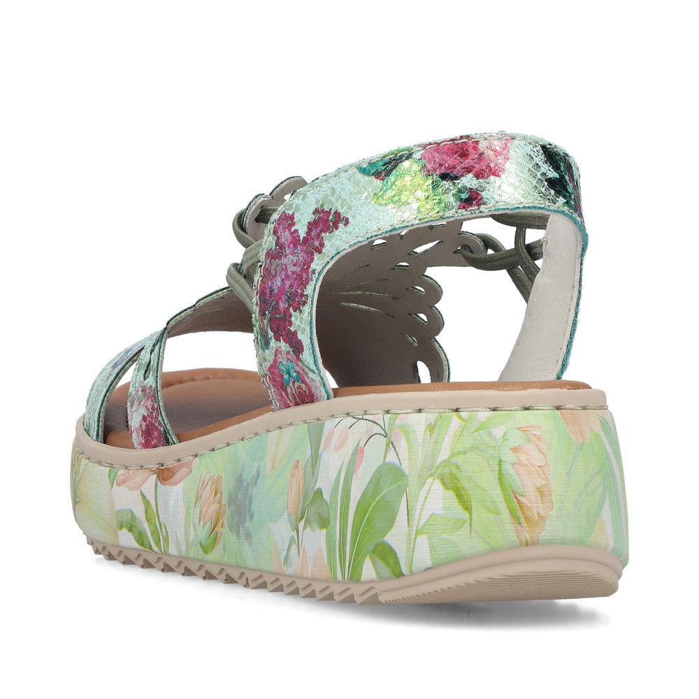 Rieker V1784-90 Mint Green Multi G Fit Sandals with Slingback Strap