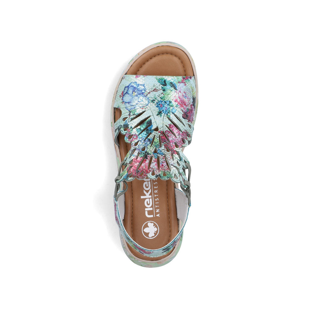 Rieker V1784-90 Mint Green Multi G Fit Sandals with Slingback Strap