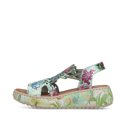 Rieker V1784-90 Mint Green Multi G Fit Sandals with Slingback Strap