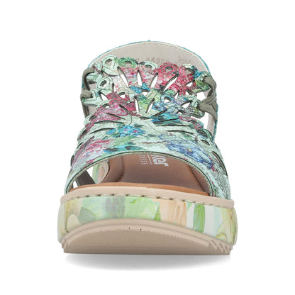 Rieker V1784-90 Mint Green Multi G Fit Sandals with Slingback Strap