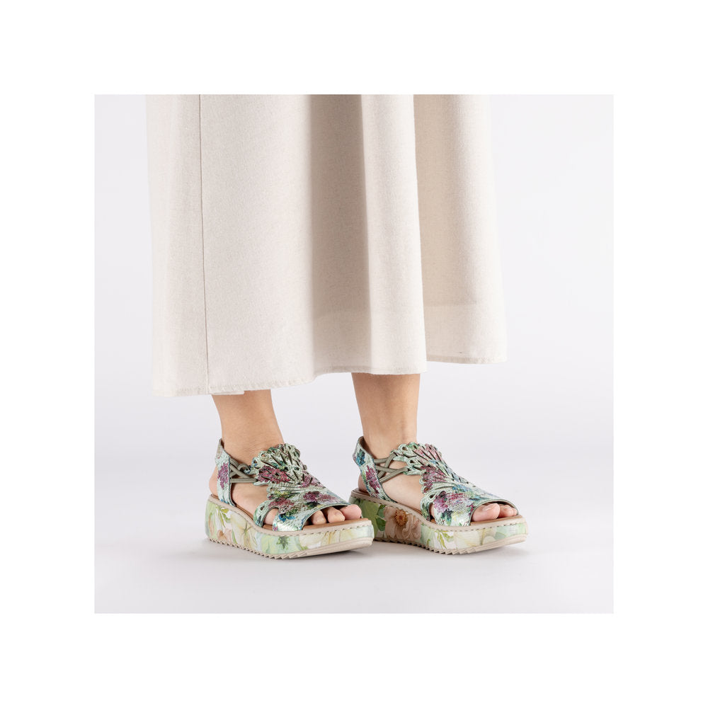 Rieker V1784-90 Mint Green Multi G Fit Sandals with Slingback Strap