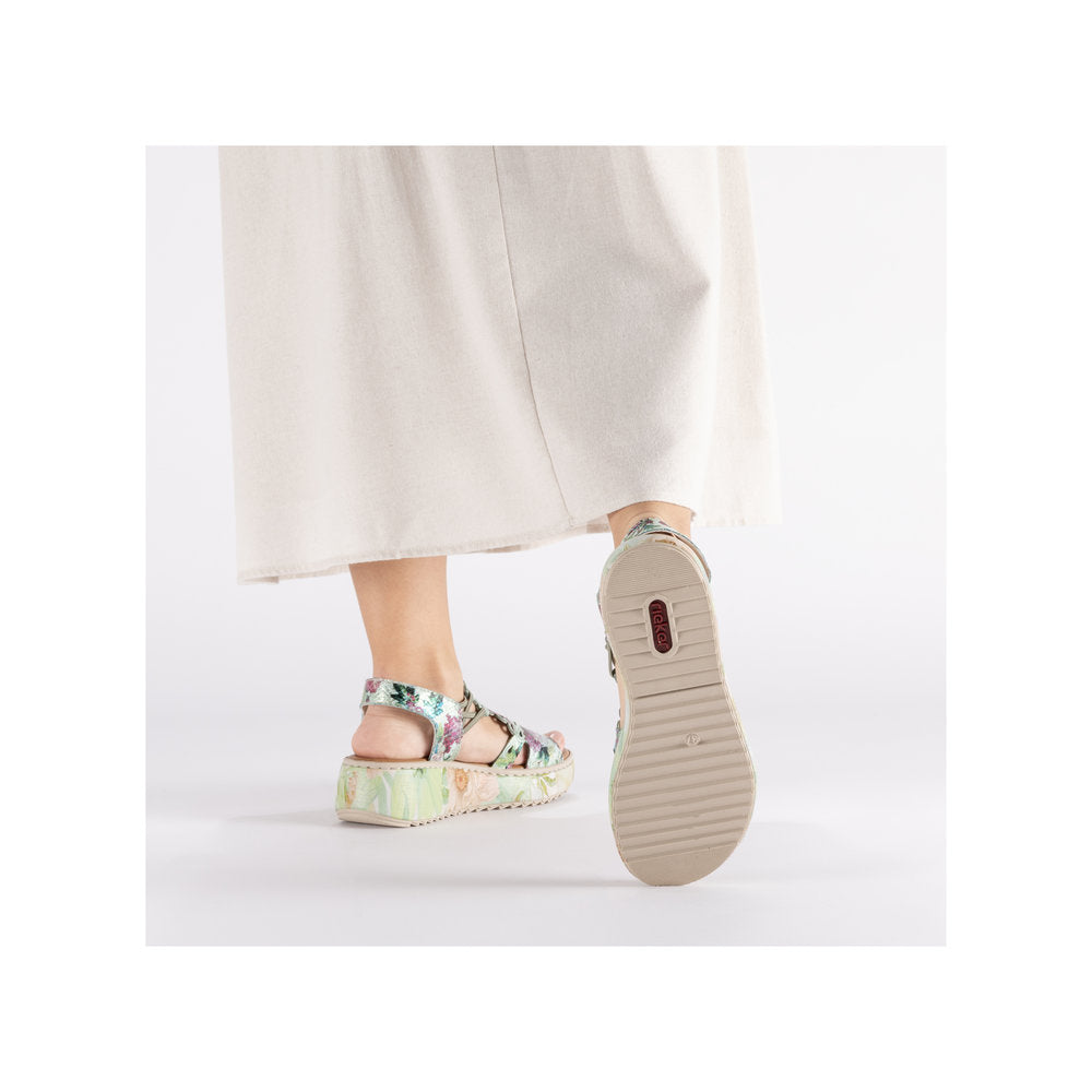 Rieker V1784-90 Mint Green Multi G Fit Sandals with Slingback Strap