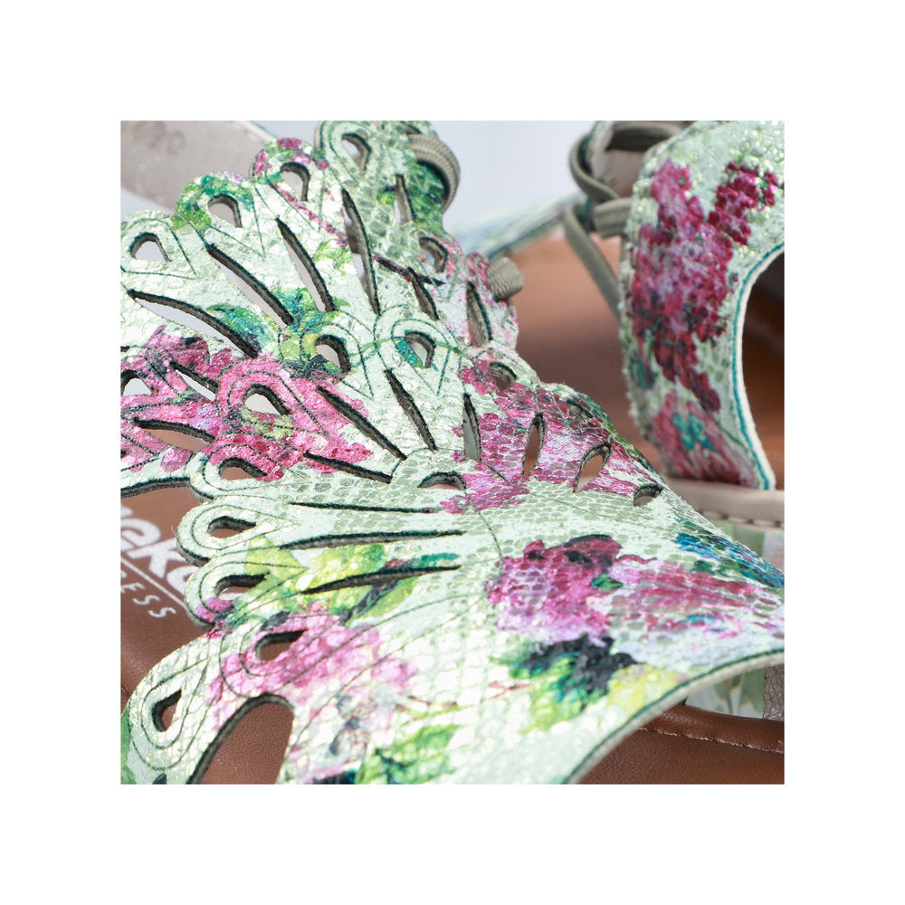 Rieker V1784-90 Mint Green Multi G Fit Sandals with Slingback Strap