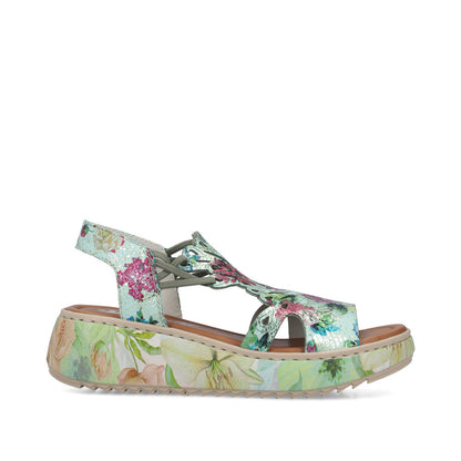Rieker V1784-90 Mint Green Multi G Fit Sandals with Slingback Strap