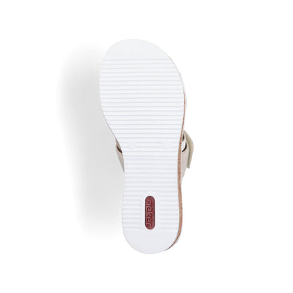 Rieker V3652-94 Beige & Light Gold Multi Slip On Velcro Sandals