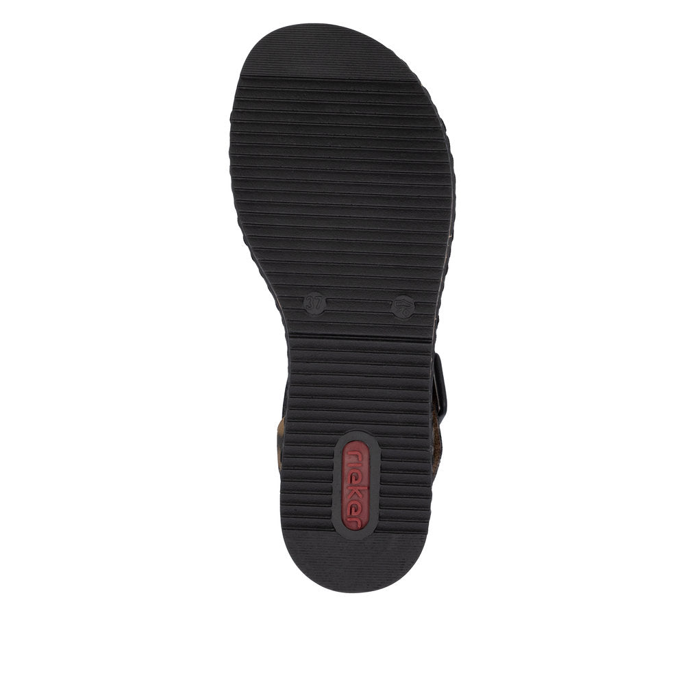 Rieker V3660-90 Leopard Print Velcro Sandals with Slingback Strap
