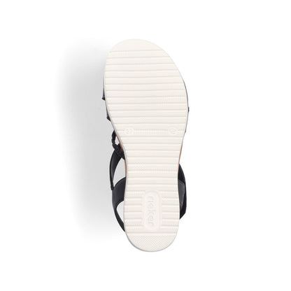 Rieker V3773-00 Black Plait Multi Strap Slingback Sandals