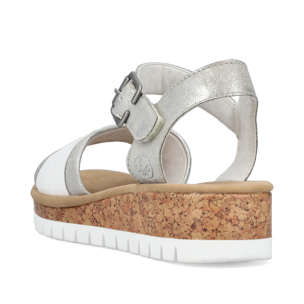 Rieker V4365-90 White Silver Slingback Sandals