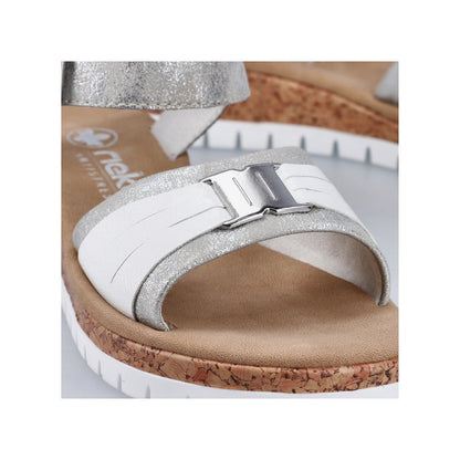 Rieker V4365-90 White Silver Slingback Sandals