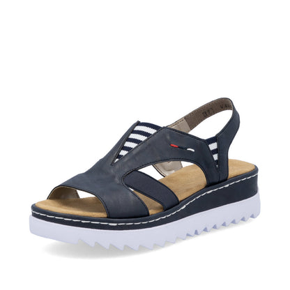 Rieker V44Y5-14 Navy Sandals with Slingback Strap