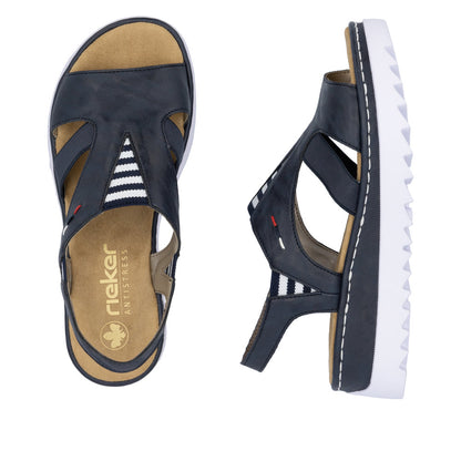 Rieker V44Y5-14 Navy Sandals with Slingback Strap
