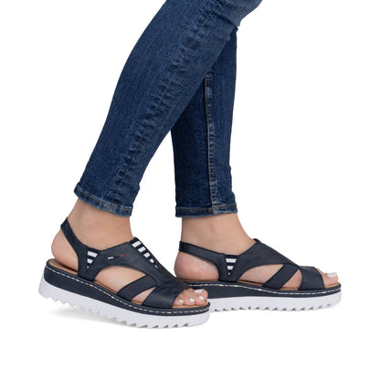Rieker V44Y5-14 Navy Sandals with Slingback Strap