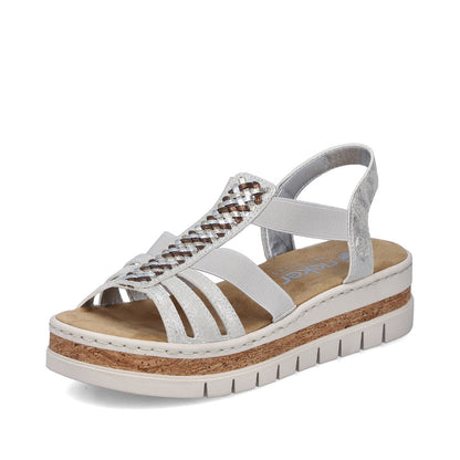 Rieker V4918-90 Fog Silver E 1/2 Fit Slingback Sandals
