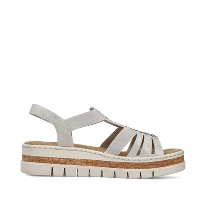 Rieker V4918-90 Fog Silver E 1/2 Fit Slingback Sandals