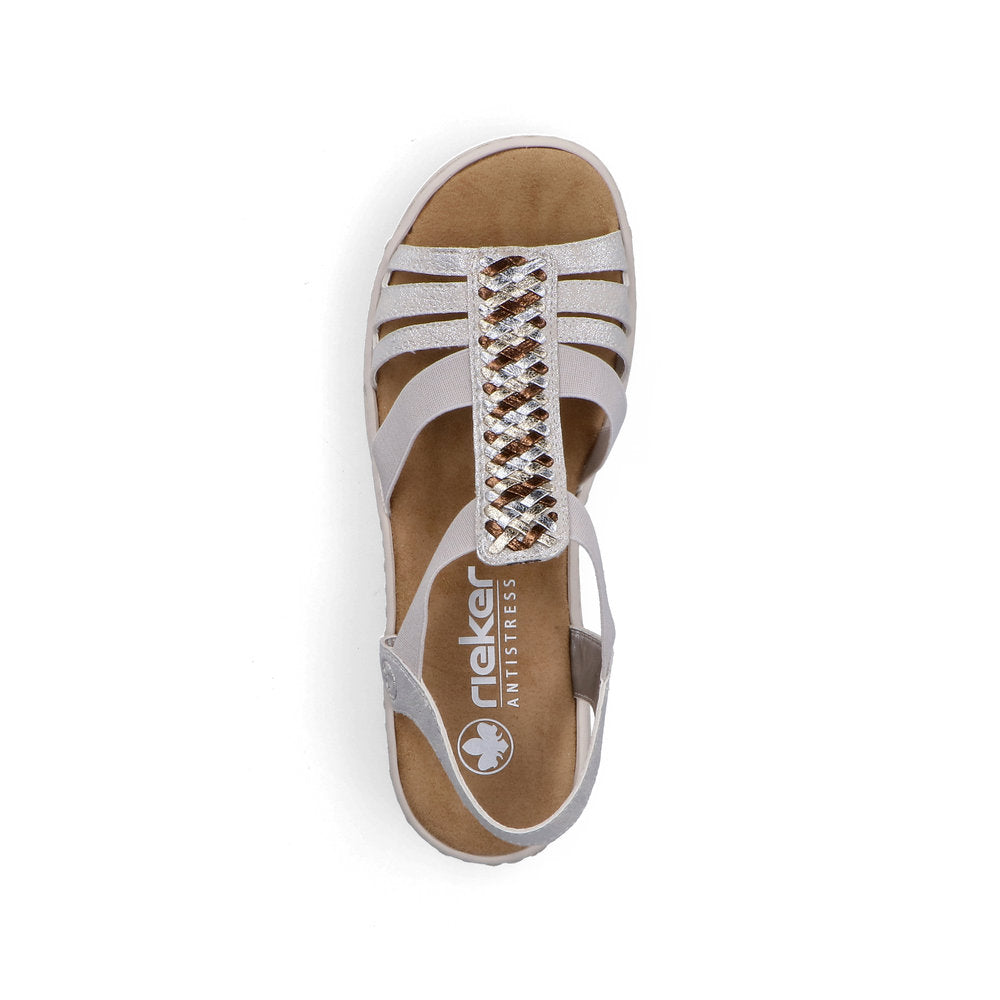 Rieker V4918-90 Fog Silver E 1/2 Fit Slingback Sandals