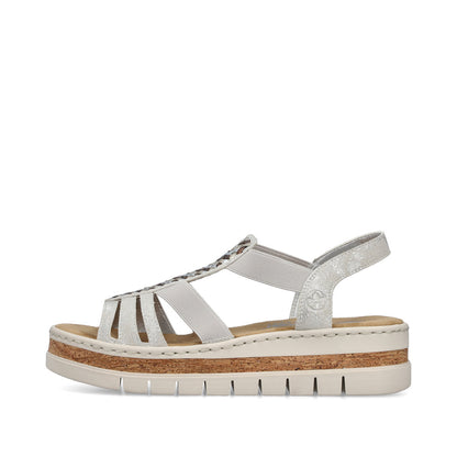 Rieker V4918-90 Fog Silver E 1/2 Fit Slingback Sandals