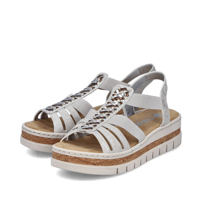 Rieker V4918-90 Fog Silver E 1/2 Fit Slingback Sandals