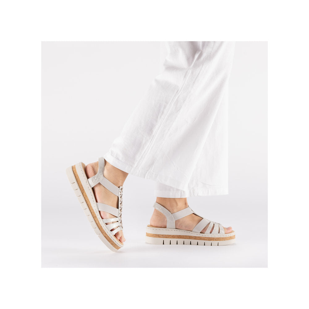 Rieker V4918-90 Fog Silver E 1/2 Fit Slingback Sandals