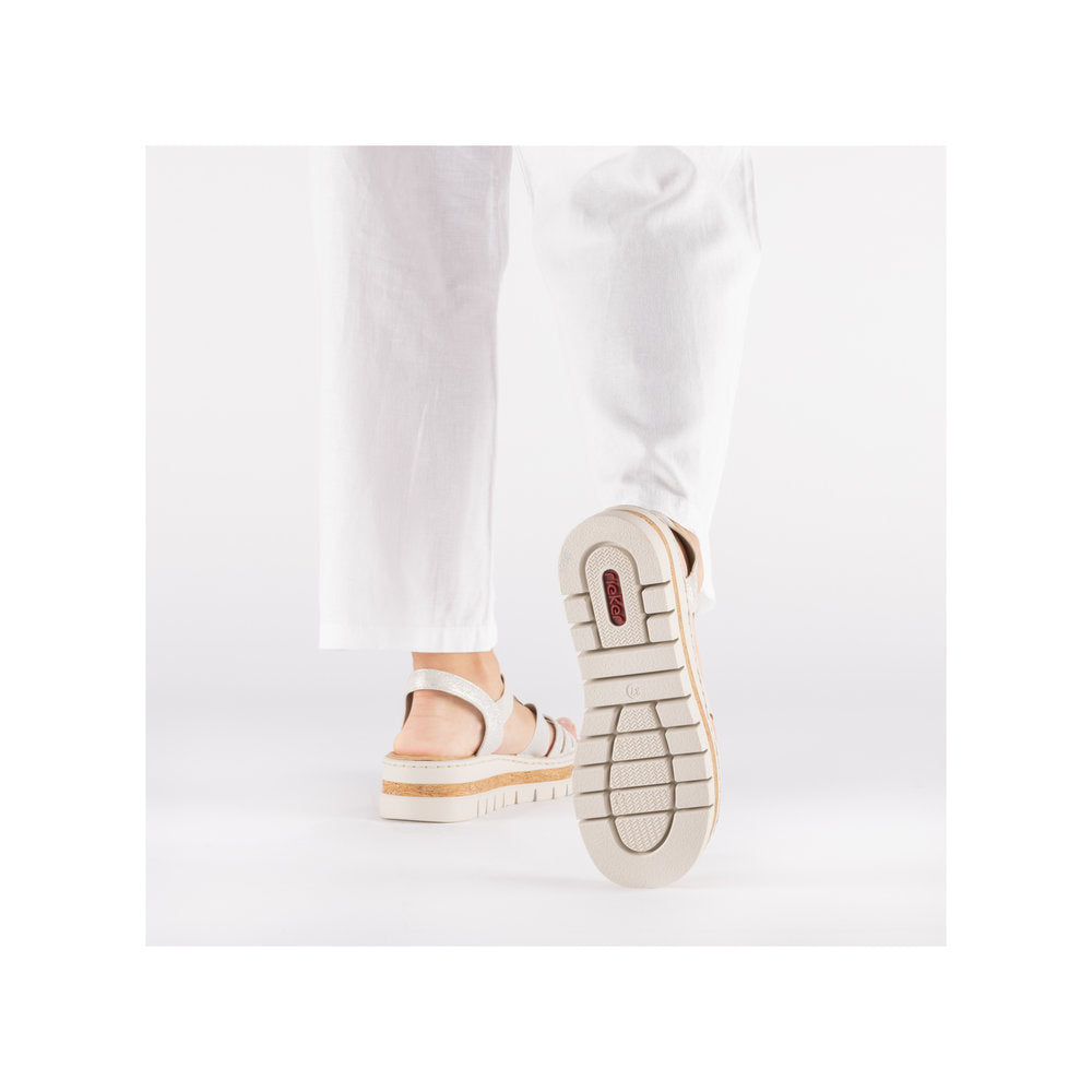 Rieker V4918-90 Fog Silver E 1/2 Fit Slingback Sandals