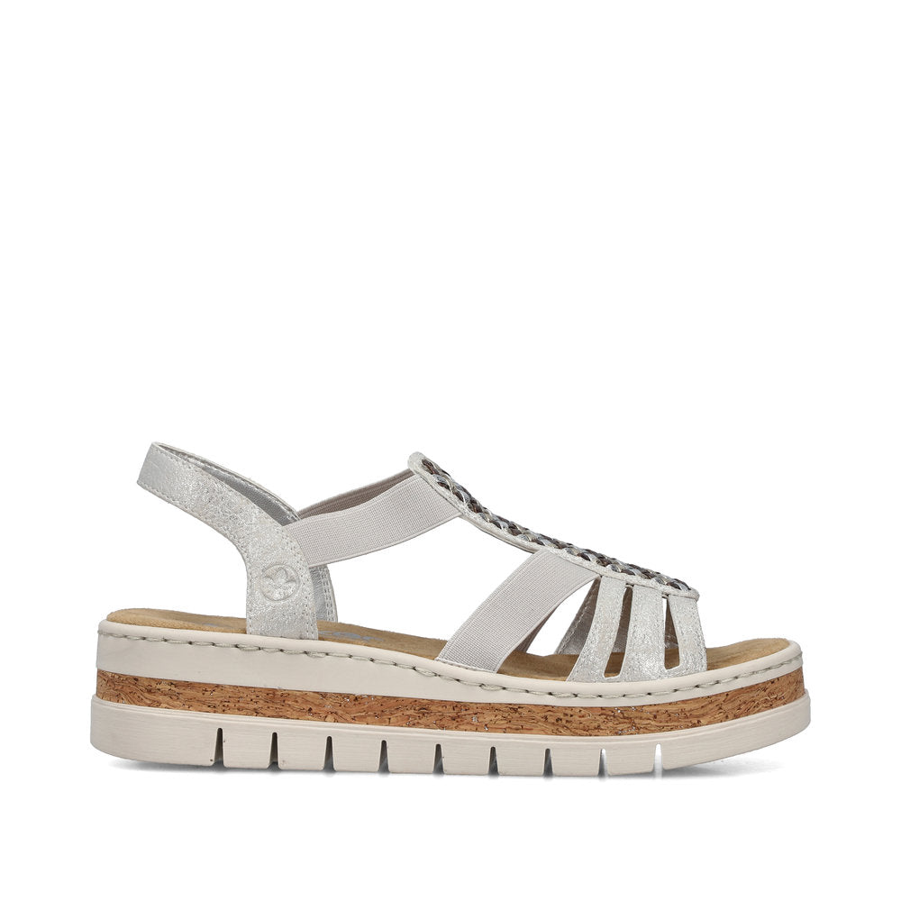 Rieker V4918-90 Fog Silver E 1/2 Fit Slingback Sandals