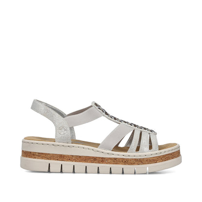 Rieker V4918-90 Fog Silver E 1/2 Fit Slingback Sandals