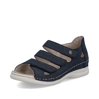 Rieker V7451-14 Navy H Fit Velcro Peep Toe Shoes